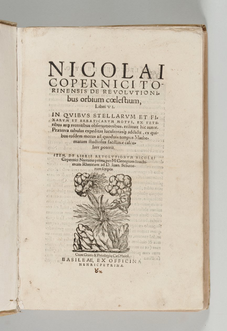ニコラウス・コペルニクスの録音図書の革命を伴うニコラウス・コペルニクス（1473-1543）による、最初のヨハン・レティカス（1514-74）による、バーゼル：トーマス・ピーター 作： スイスの学校