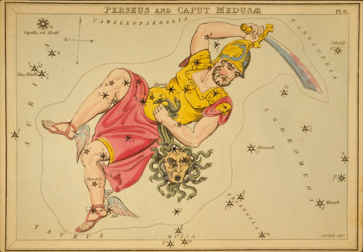 ペルセウスとメデューサ頭、「ウラニアの鏡」のイラスト