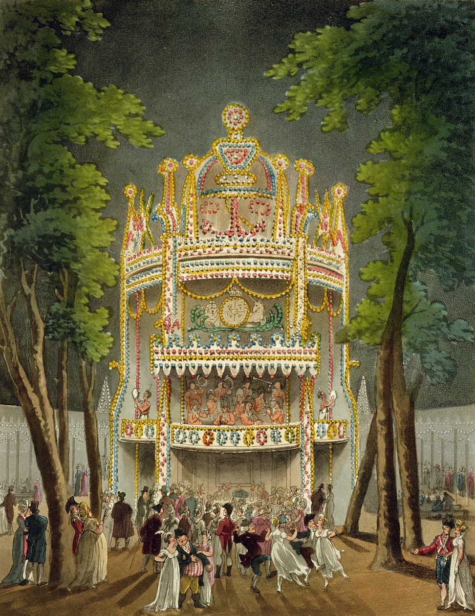 ヴォクソール庭園、1808（アクアチント） 作： プギンとローランドソン