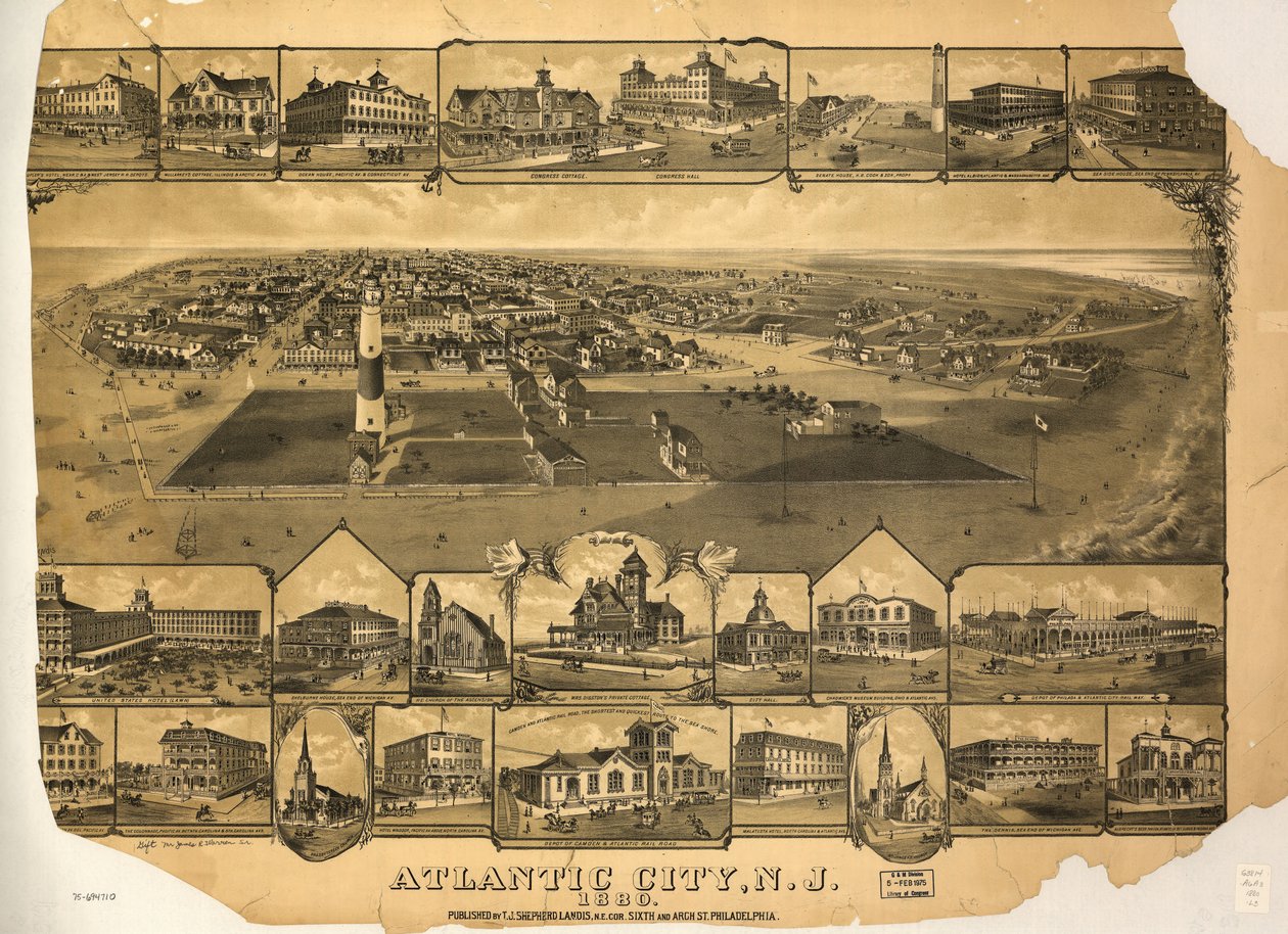 1880年、ニュージャージー州アトランティックシティ。LOC 75694710 作： TJシェパードランディス