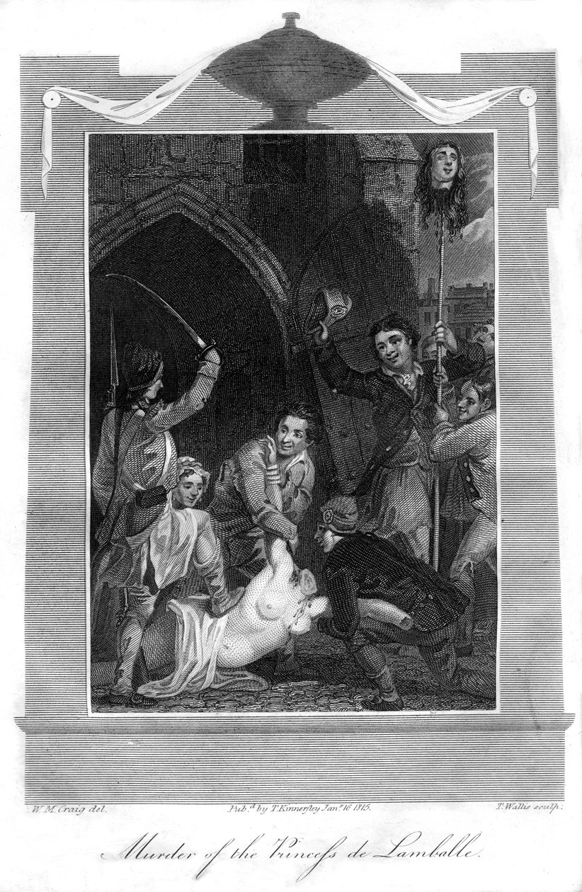 ランバル王女の殺人、1816年。 作： T.ウォリス
