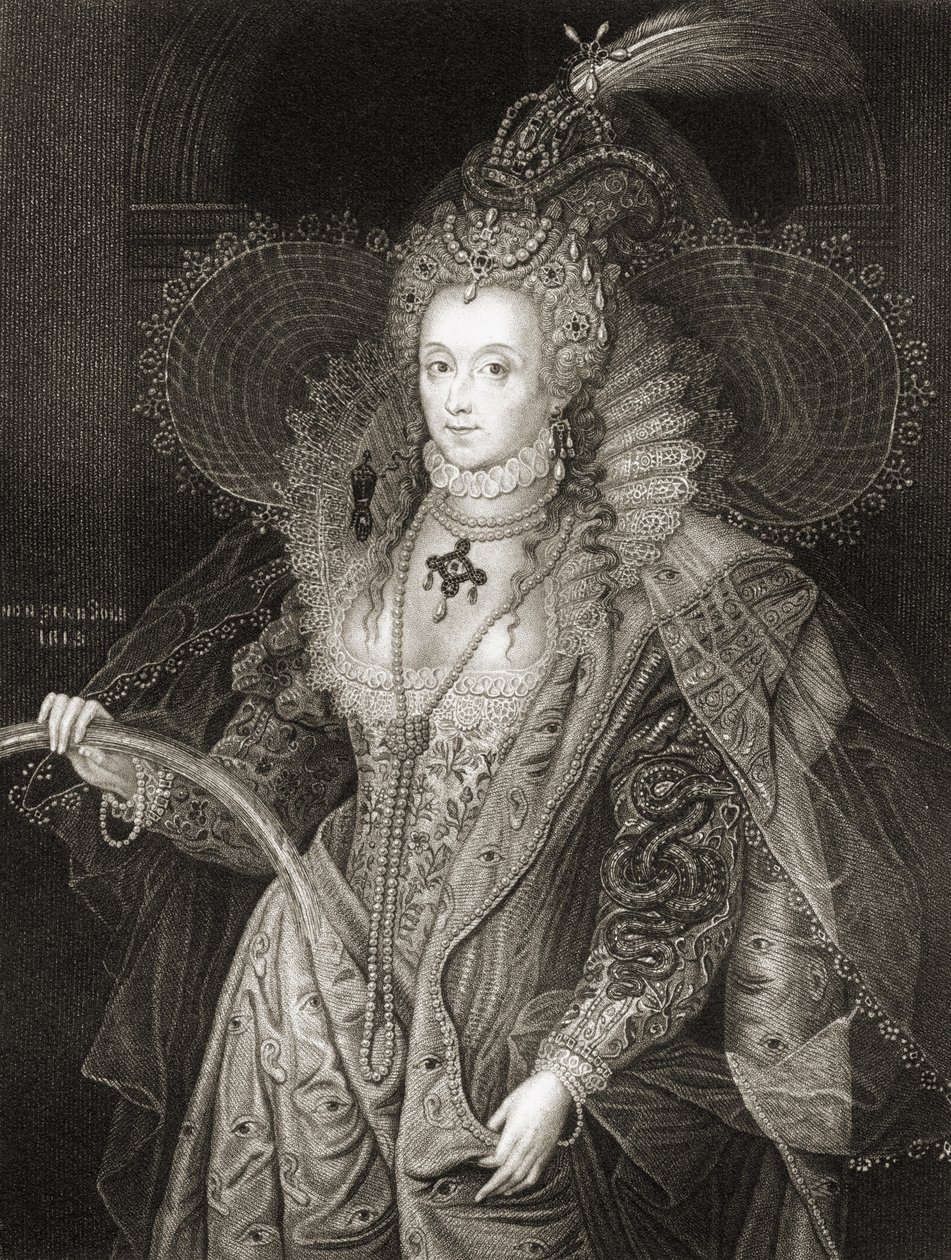 クイーンエリザベス1世（1533-1603）、「ロッジの英国の肖像」1822年 作： タデオ・ズッカリ