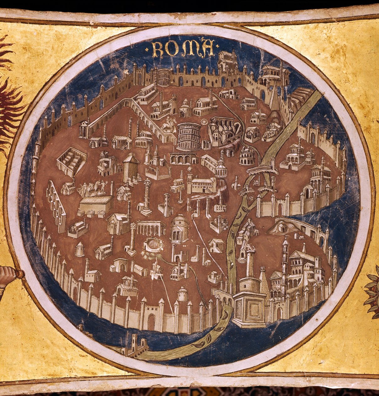 1414年の古代遺跡を含むローマの透視図 作： タッデオ ディ バルトロ