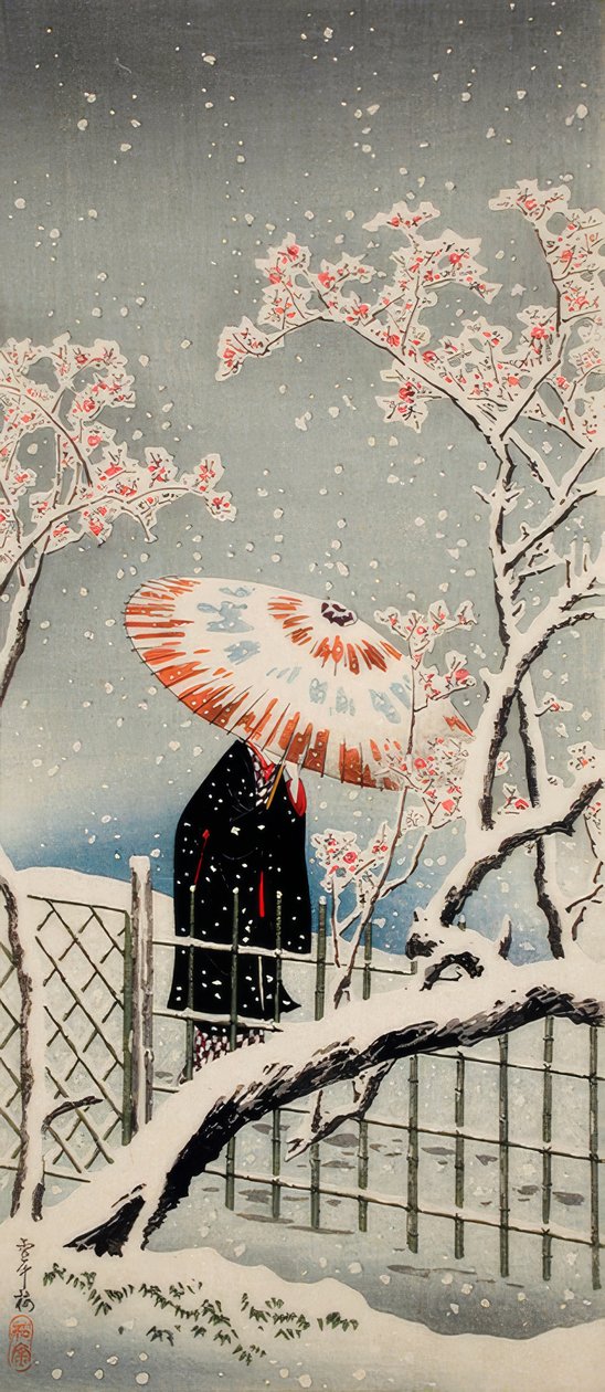 雪の中の梅の木 作： 高橋裕明