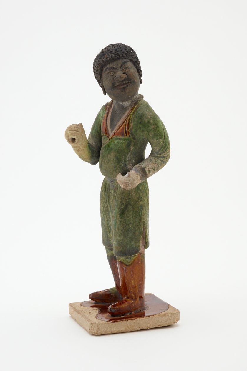 花婿、c.700-750（ケイ酸鉛釉薬と細部を塗装した陶器） 作： 唐王朝の中国語学校