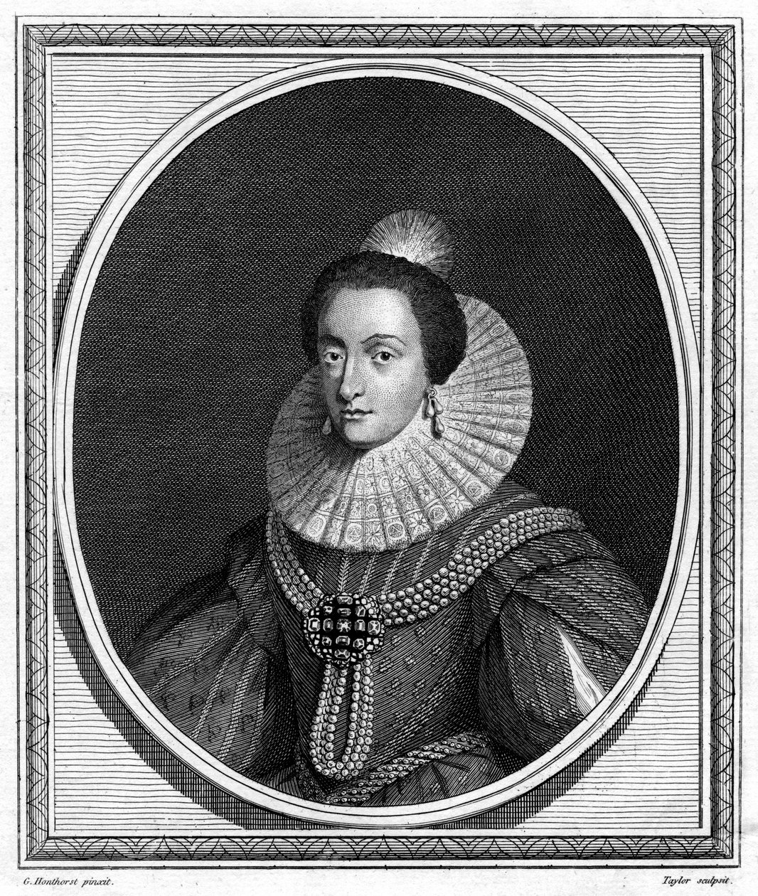 エリザベス、エレクトレスパラタイン、ボヘミアの女王、1787年。 作： テイラー