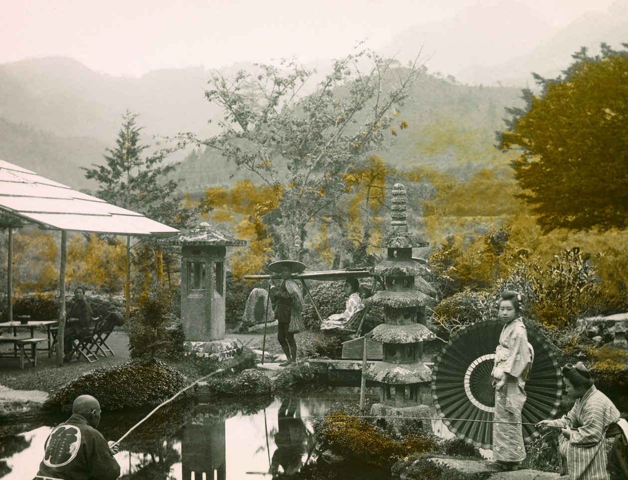 大日庭園の釣りの日-1900～1915年頃の日光で（写真） 作： 