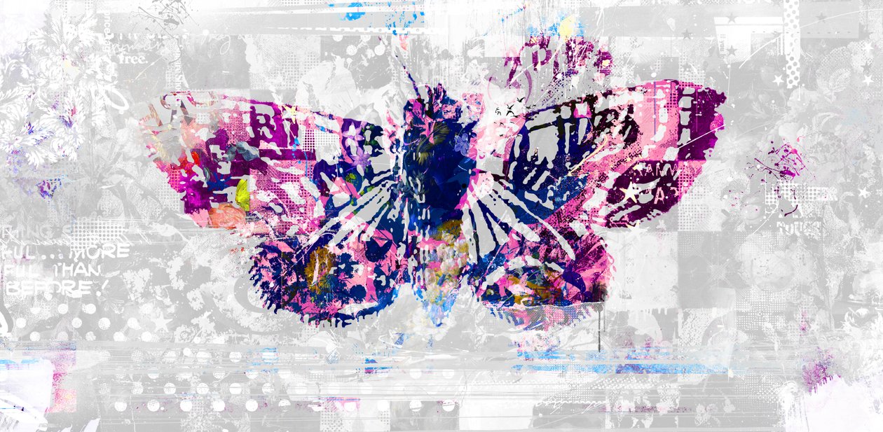 Butterfly Silhouette, 2016 (Colagem sobre tela) 作： Teis Albers