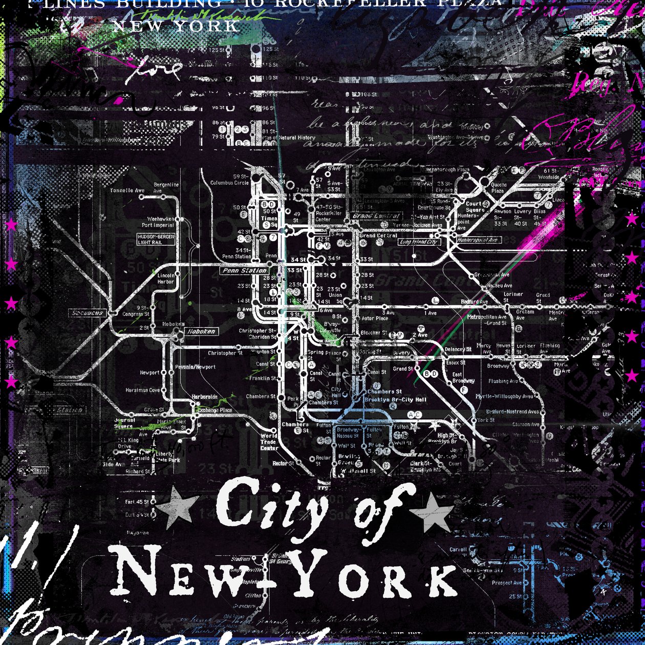 ニューヨーク市、2014年（キャンバスにミクストメディア） 作： Teis Albers
