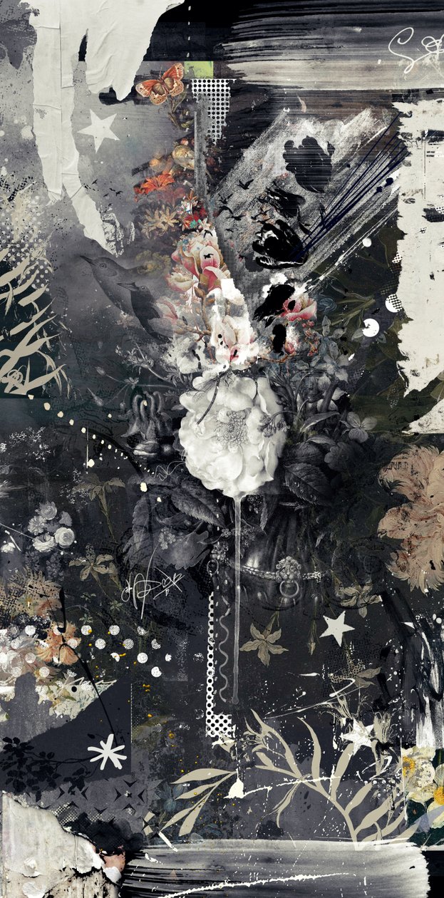 Flowerdrip、2014年（キャンバスにミクストメディア） 作： Teis Albers