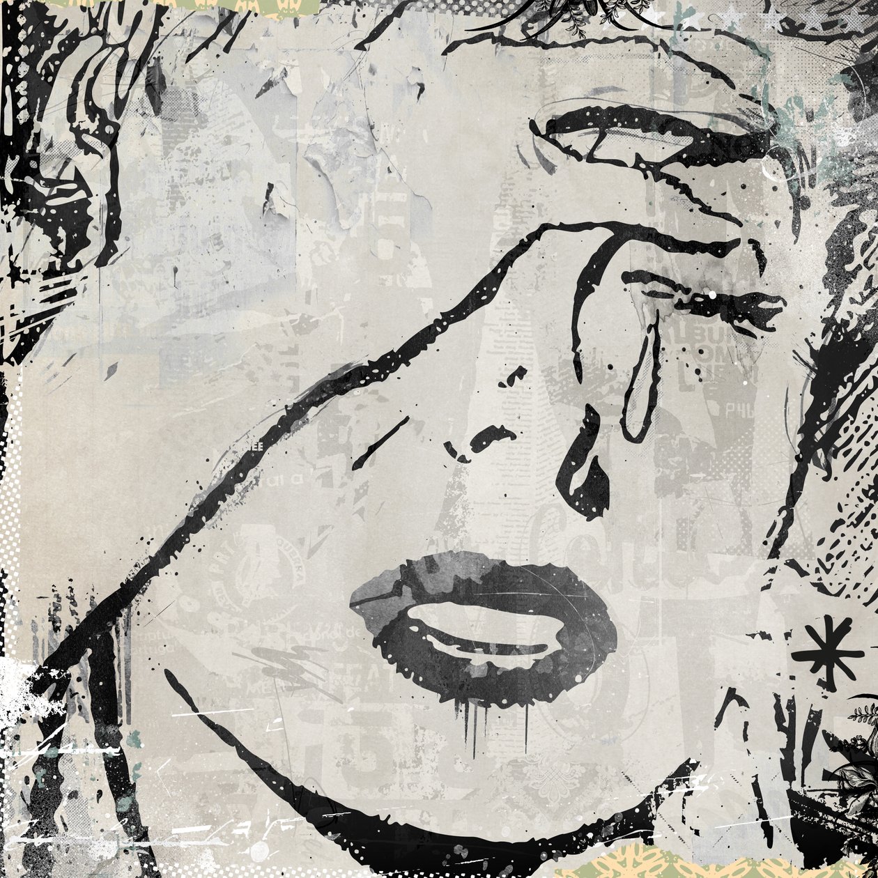 Em lágrimas, 2015 (Colagem sobre tela) 作： Teis Albers