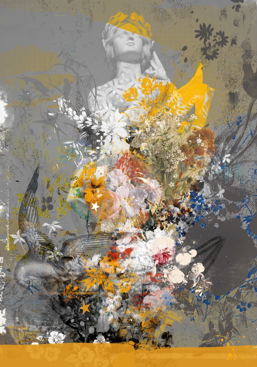 火の線、2017年（キャンバスにコラージュ） 作： Teis Albers