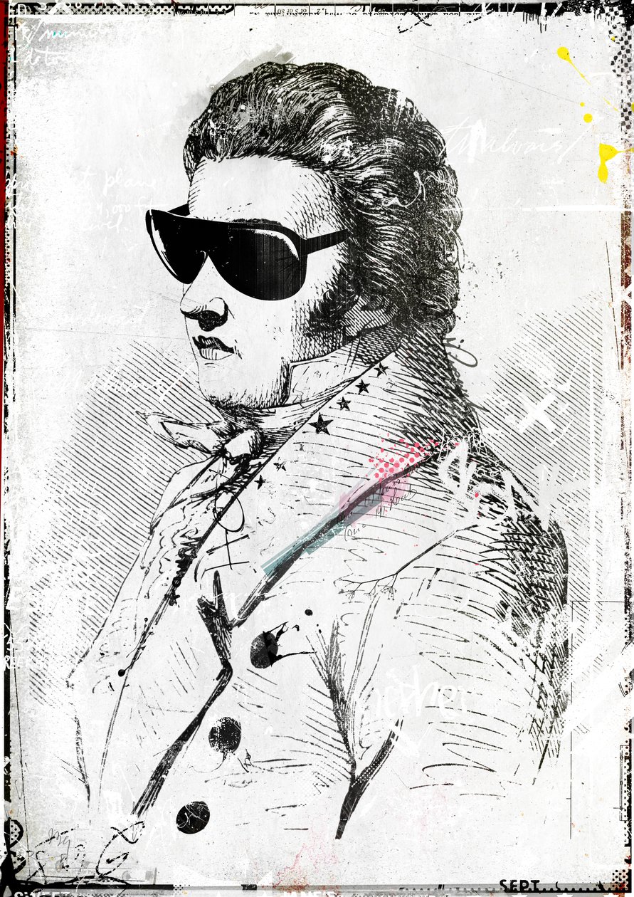 Mr Sunglasses II、2016年（キャンバスにコラージュ） 作： Teis Albers