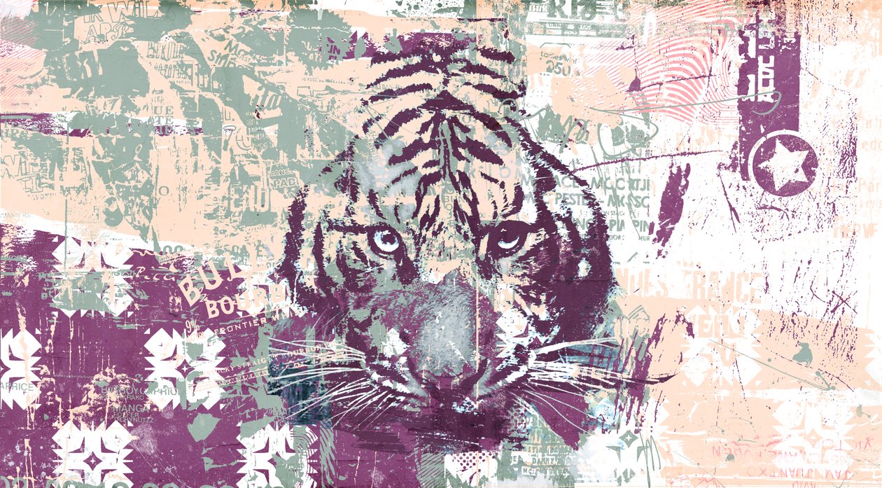 Tiger Abstraction, 2016 (Colagem sobre tela) 作： Teis Albers