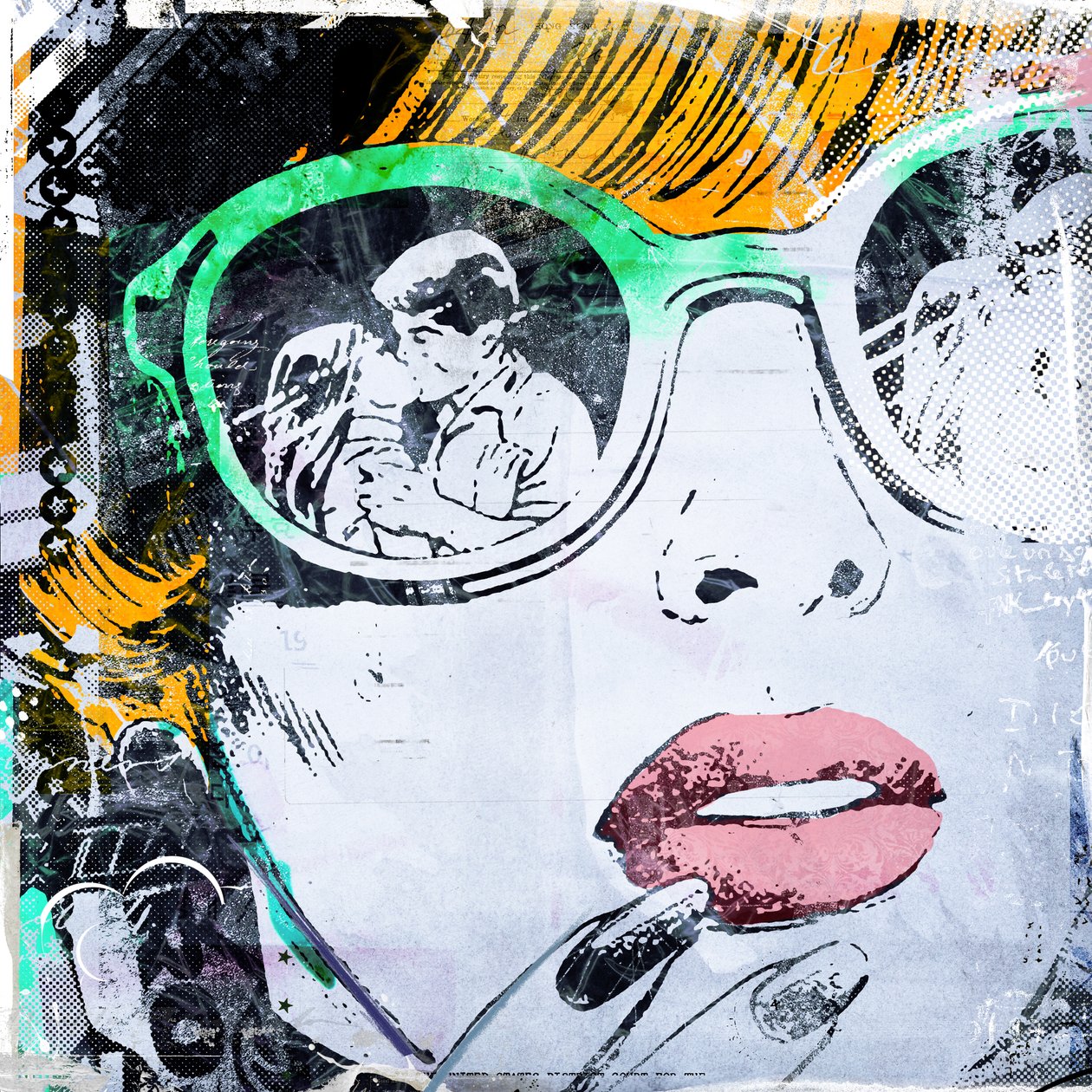 何が起こったのか、2015年（キャンバスにコラージュ） 作： Teis Albers