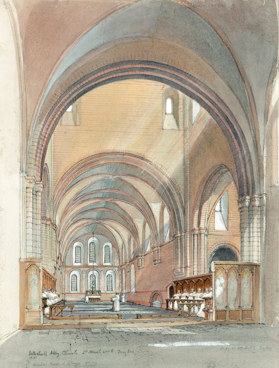 Lilleshall Abbey の合唱団と長老団、13 世紀、1990～2010 年頃 作： テリーボール