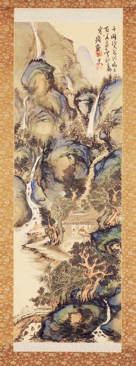 青と緑の風景 1910年代初期（掛軸：絹本墨彩彩） 作： 富岡鉄斎