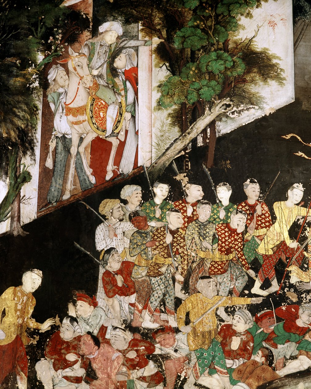 101王国の軍隊の傭兵、マホサダジャータカの詳細（壁画） 作： タイの学校