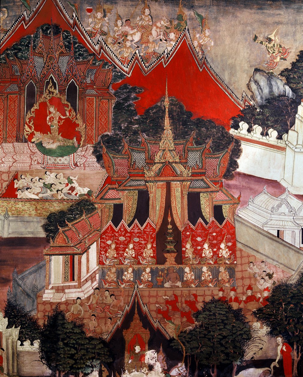 19世紀半ばの仏の生涯の風景（壁画） 作： タイの学校