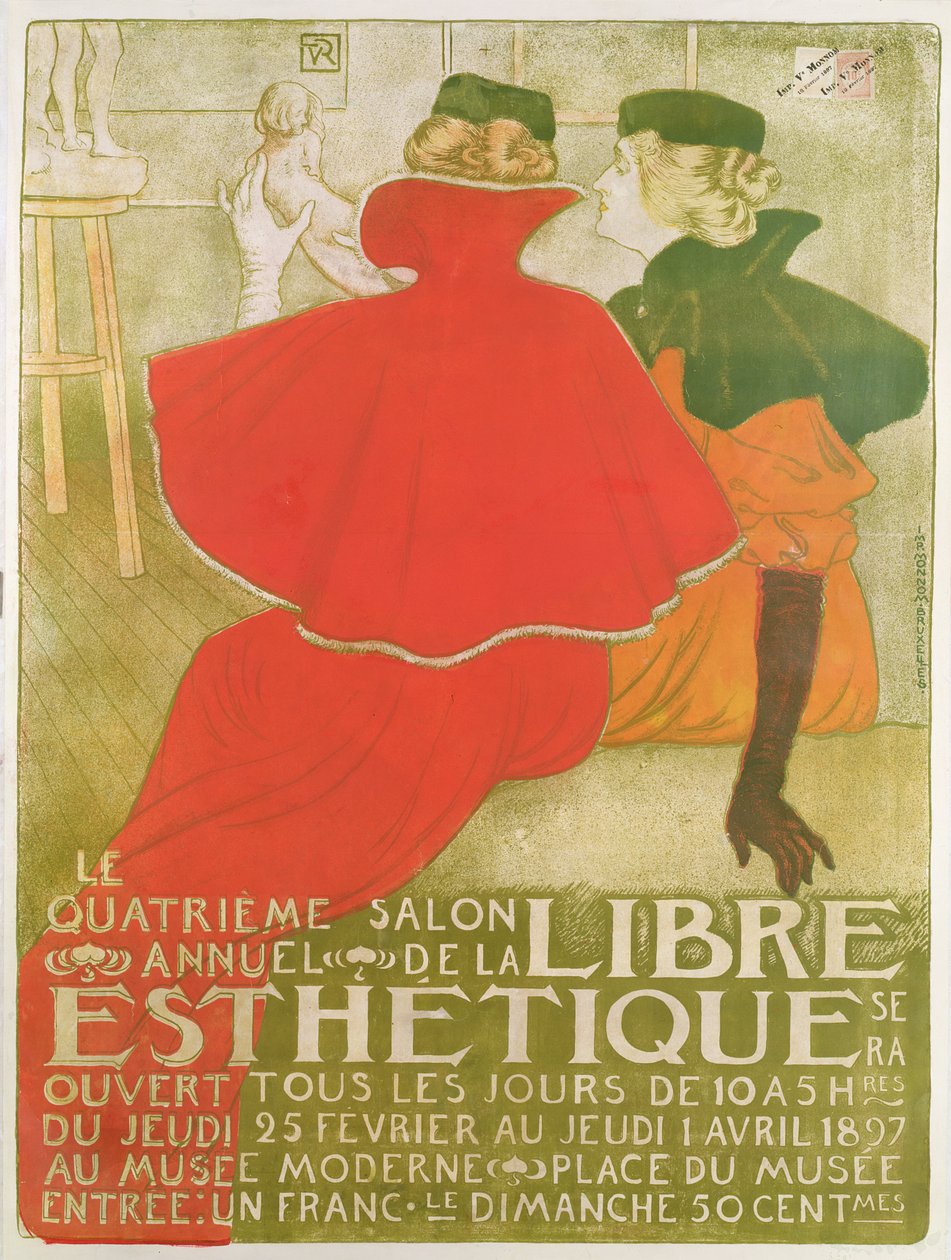 「第4回無料エステティックサロン」のポスター広告、1897年 作： テオ・ヴァン・リッセルベルゲ
