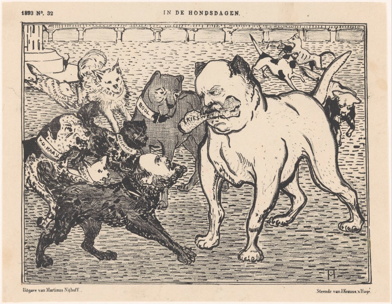 Johannes Tak van Poortvliet による選挙法に関する漫画 犬の日々 (オブジェクトのタイトル) 作： テオファンホイテマ