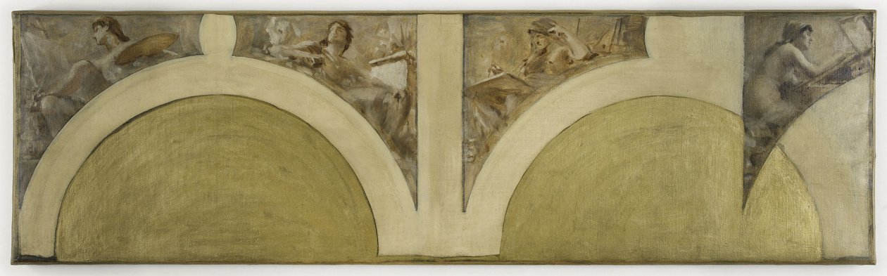 パリ市立ホテル芸術サロンのためのスケッチ：絵画、彫刻、建築、グラヴュール・アン・テール・ドゥース、1891年頃（油彩／カンヴァス） 作： テオバルドシャルトラン
