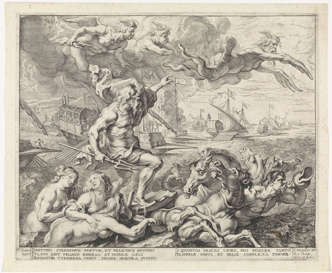 バルセロナからジェノバへの旅。 1635年のアントワープへのフェルディナンドの入国（no. 7） 作： テオドール・ファン・トゥルデン