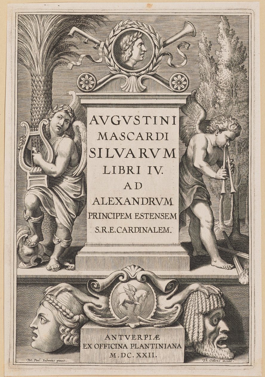Agostino Mascardi、Silvarium Libri IVのタイトルページ 作： ピーテル・パウル・ルーベンス卿の後のテオドール・ガル