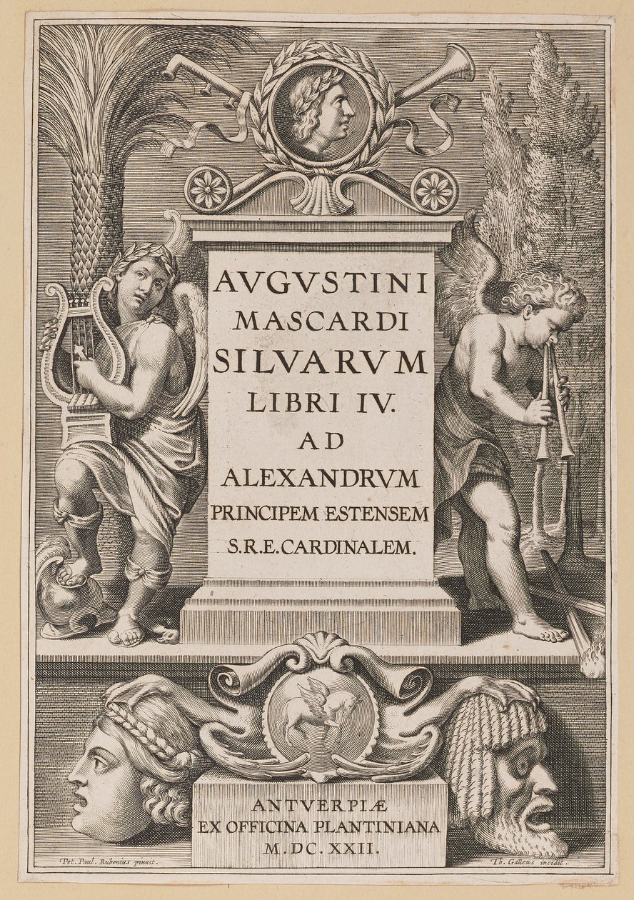 Agostino Mascardi、Silvarium Libri IVのタイトルページ 作： ピーテル・パウル・ルーベンス卿の後のテオドール・ガル