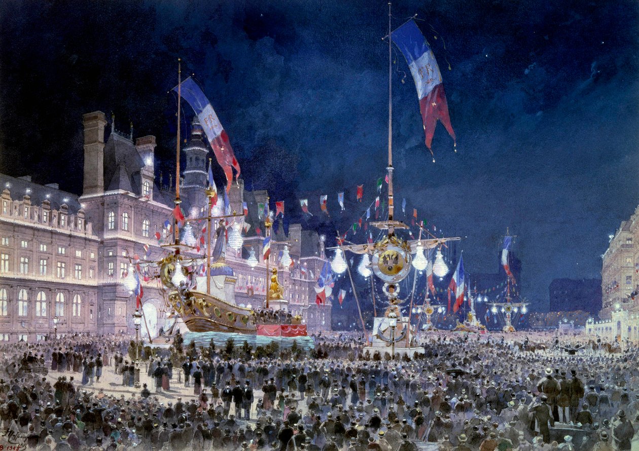 テオドール・ジョセフ・ユベール（フェドール・ホフバウアー）（1839-1922）のロシア翼の絵画のパリ市庁舎でのレセプション 1893.パリ、カルナヴァレ美術館 作： テオドール・ヨーゼフ・ヒューバート・ホフバウアー