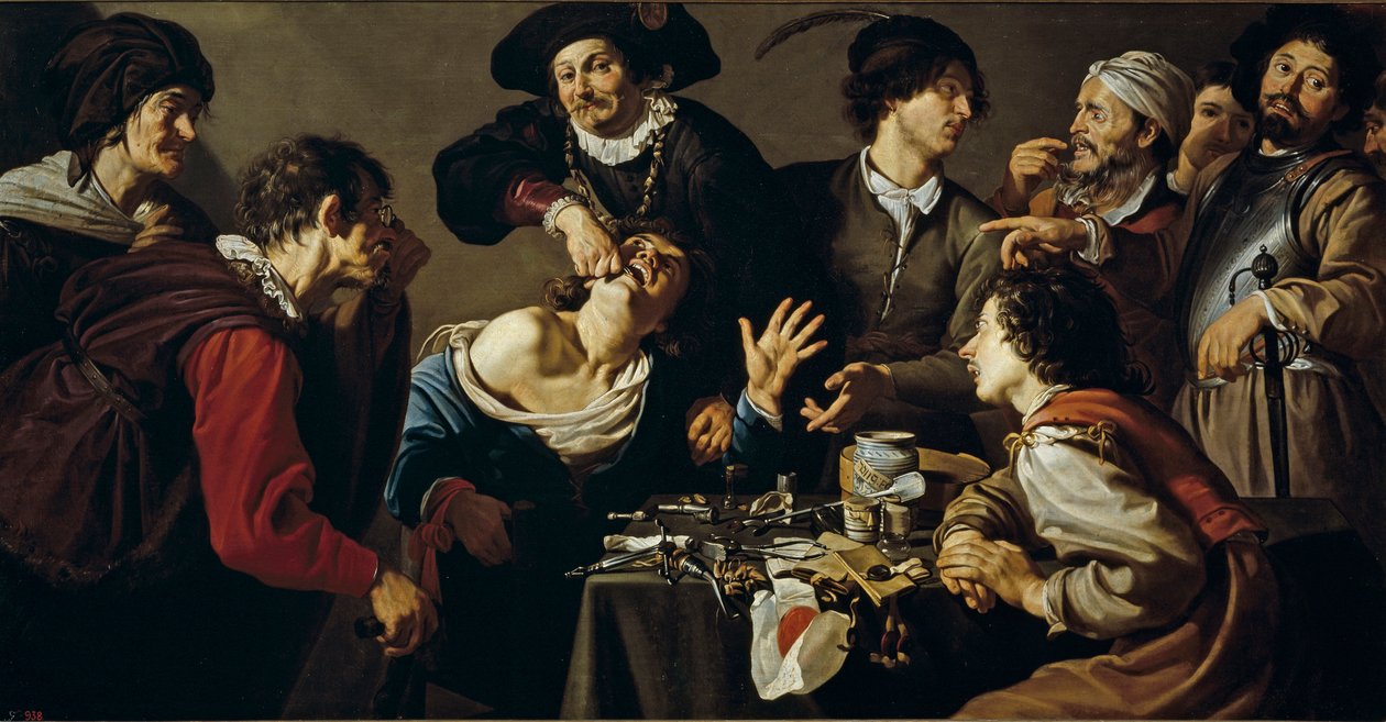 テオドール・ロンボーツ（1597-1637）の「Le charlatan - The quacksalver」。 作： セオドア・ロンボウツ