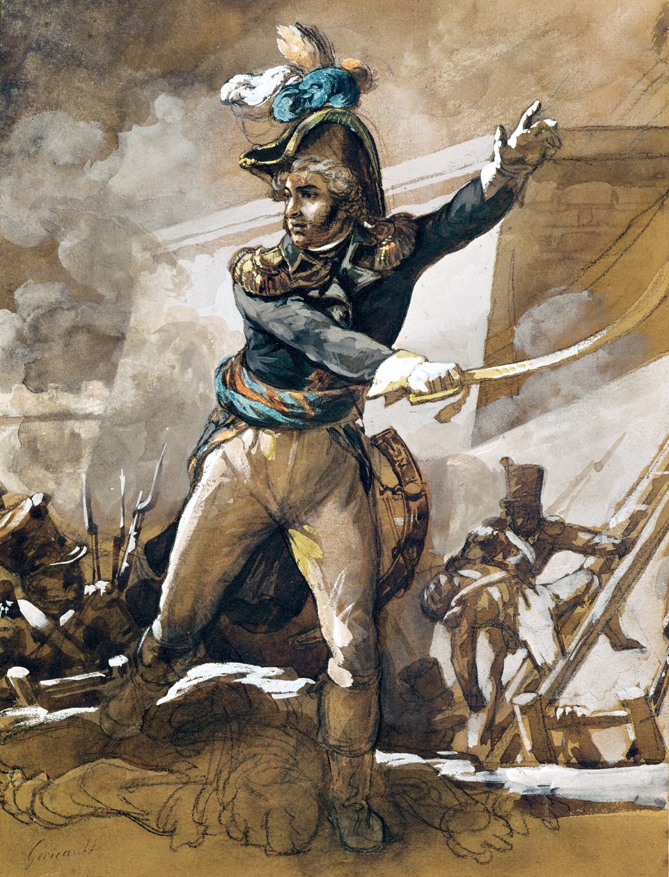 1718年から1818年-1918年にサンジャンダクルでジャンバプティストクレベール（1753-1800年）（黒鉛、ペン、インク、ガッシュ、紙にトイレ） 作： セオドア・ジェリコー