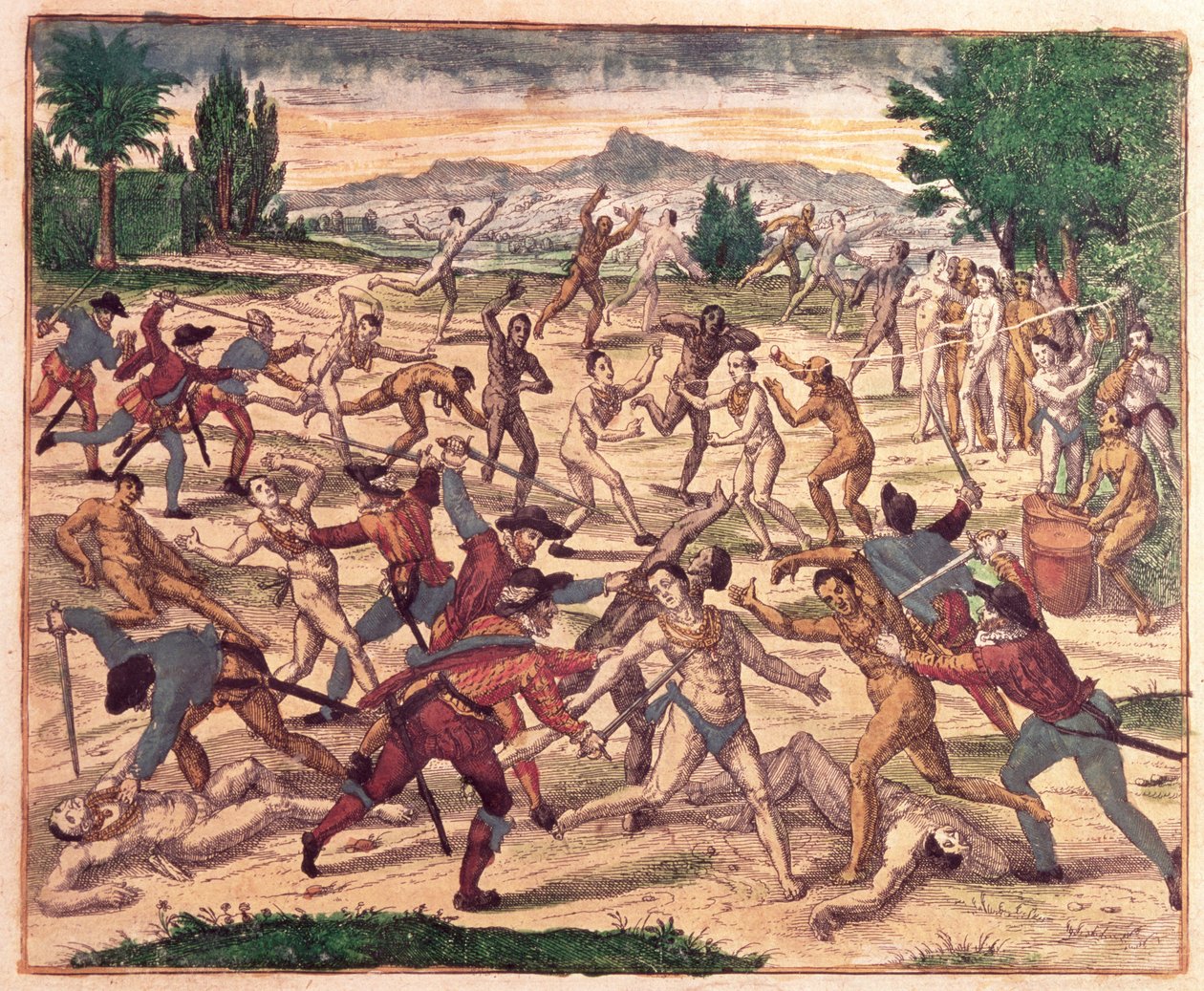 ペドロデアルバラドと彼の兵士がアステカを虐殺、1520年頃 作： セオドア・ド・ブリー