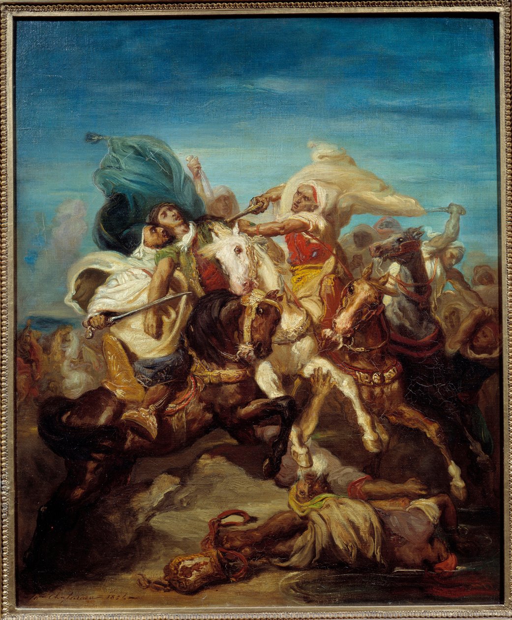アラブ騎馬民族の戦い 絵画：テオドール・シャセリウ（1819-1856） 1856年 日0.65×0.54m 作： テオドール・シャッセリオー