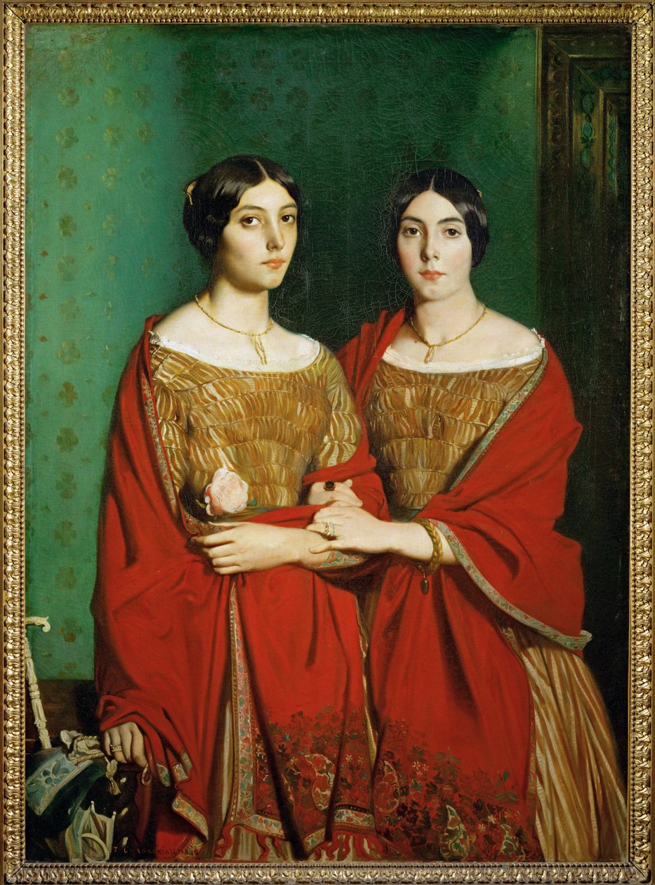 メスドゥモワゼル・C., dit aussi Les deux soeurs - 二人の姉妹。画家のアデーレとジュヌヴィエーヴの姉妹... 作： テオドール・シャッセリオー