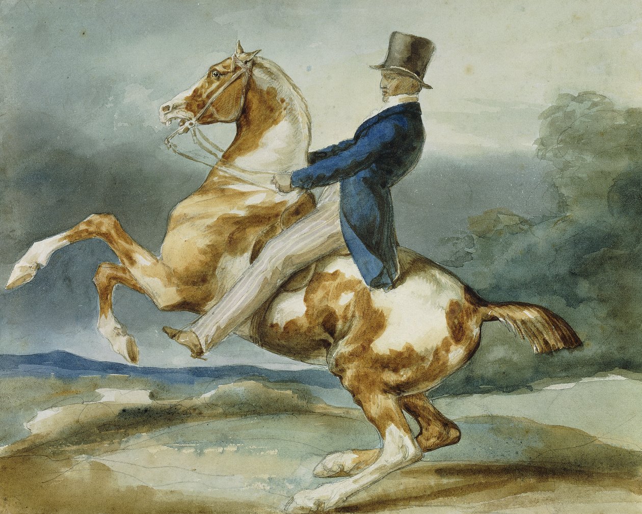 ライダーと彼の飼育馬; Un Cavalier Cabrant Son Cheval、 作： セオドア・ジェリコー
