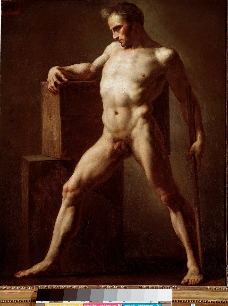 アカデミー 裸体の学術的研究。ジャン・ルイ・セオドア・ジェリコー（1791-1824）による絵画 1808-1812日79x62 cm ルーアン、ミュゼ・デ・ボザール 作： セオドア・ジェリコー