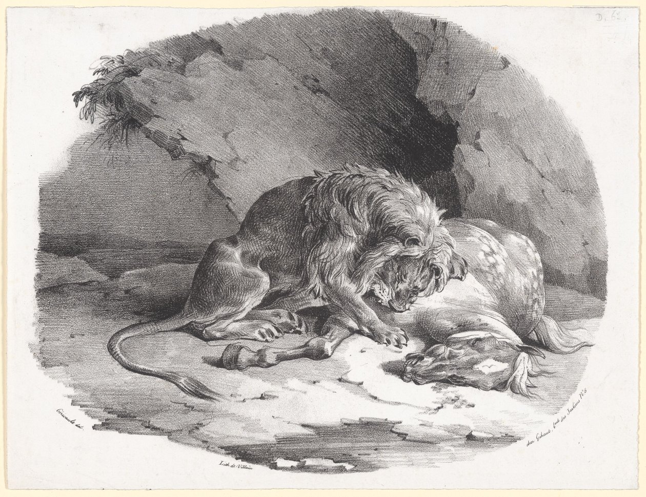 ライオンに食い殺される馬（A Horse Being Devoured by a Lion） 作： セオドア・ジェリコー