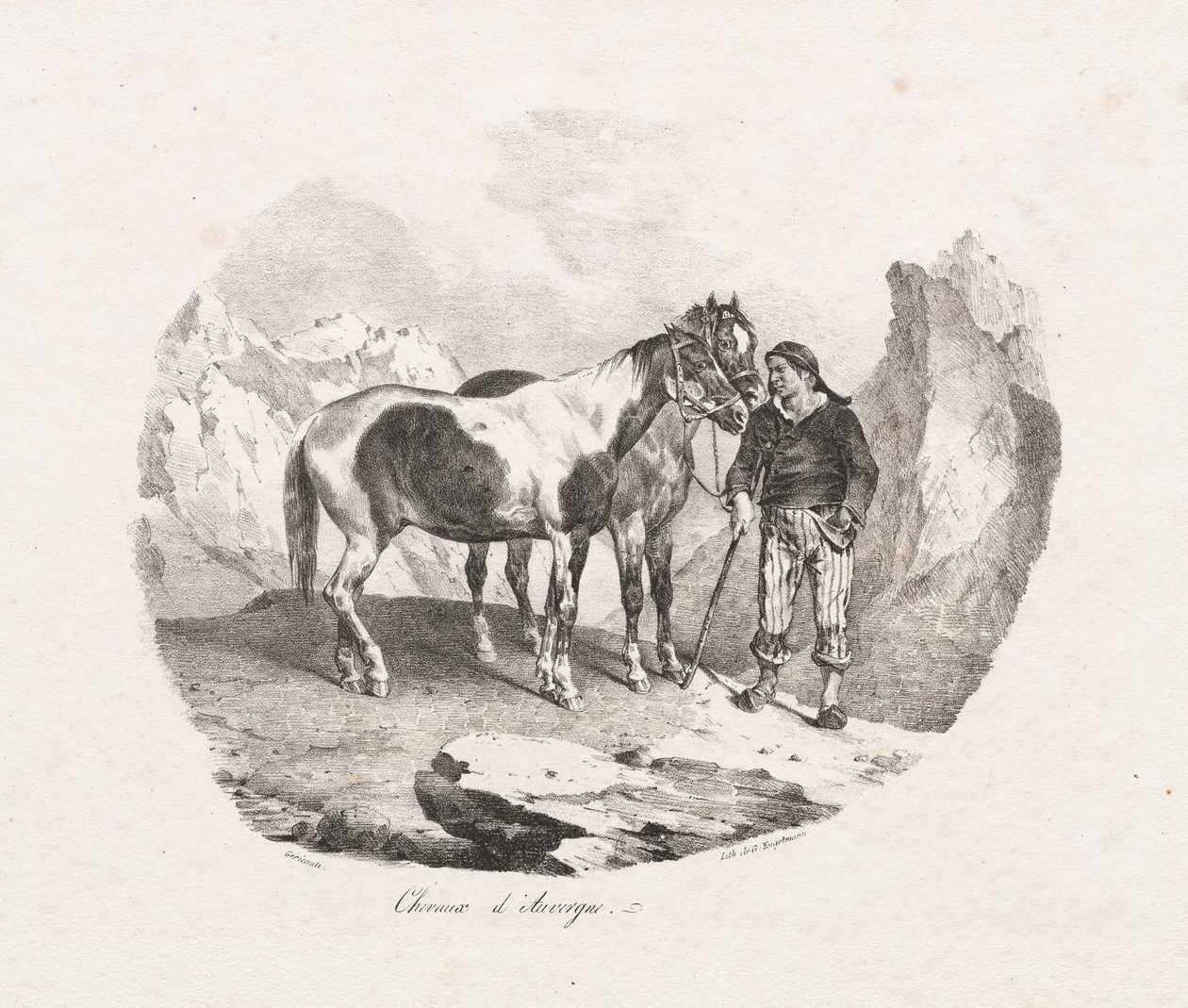 オーヴェルニュの馬、1822年。 作： セオドア・ジェリコー