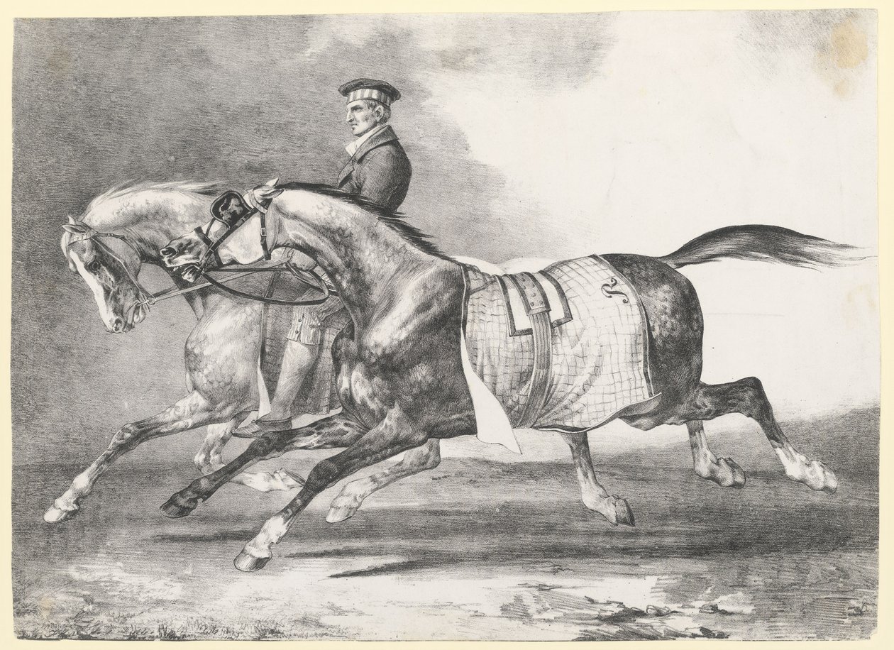 散歩させられている2頭のダップルグレーの馬（『Two Dapple-Grays Being Exercised』） 作： セオドア・ジェリコー
