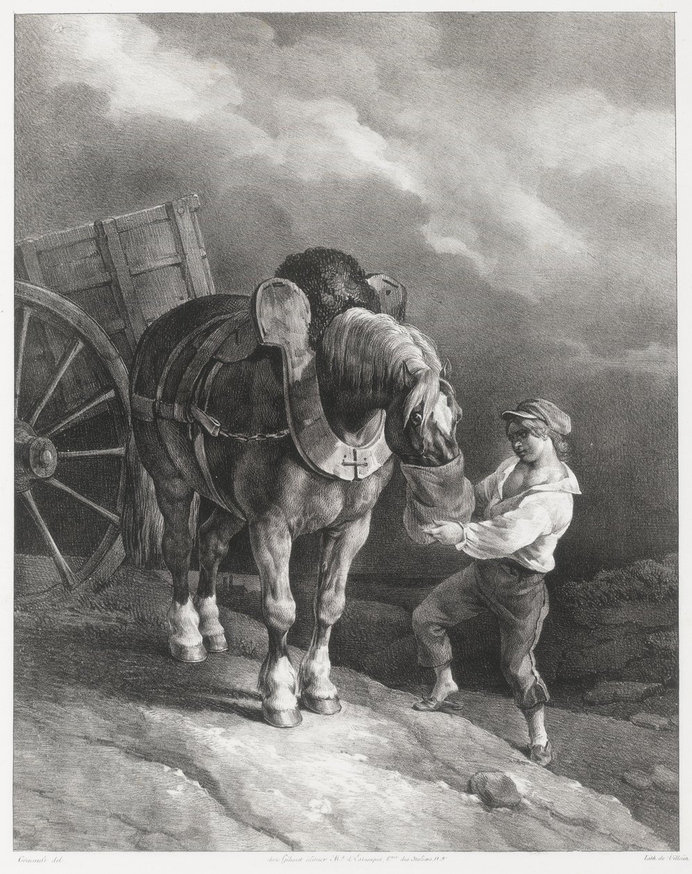 馬車から降ろされた馬にオート麦を与える少年（A Boy Giving Oats to a Hitched Horse） 作： セオドア・ジェリコー