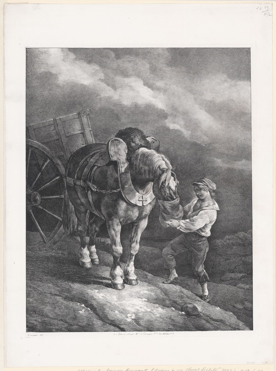 馬車から降ろされた馬にオート麦を与える少年（A Boy Giving Oats to a Hitched Horse） 作： セオドア・ジェリコー