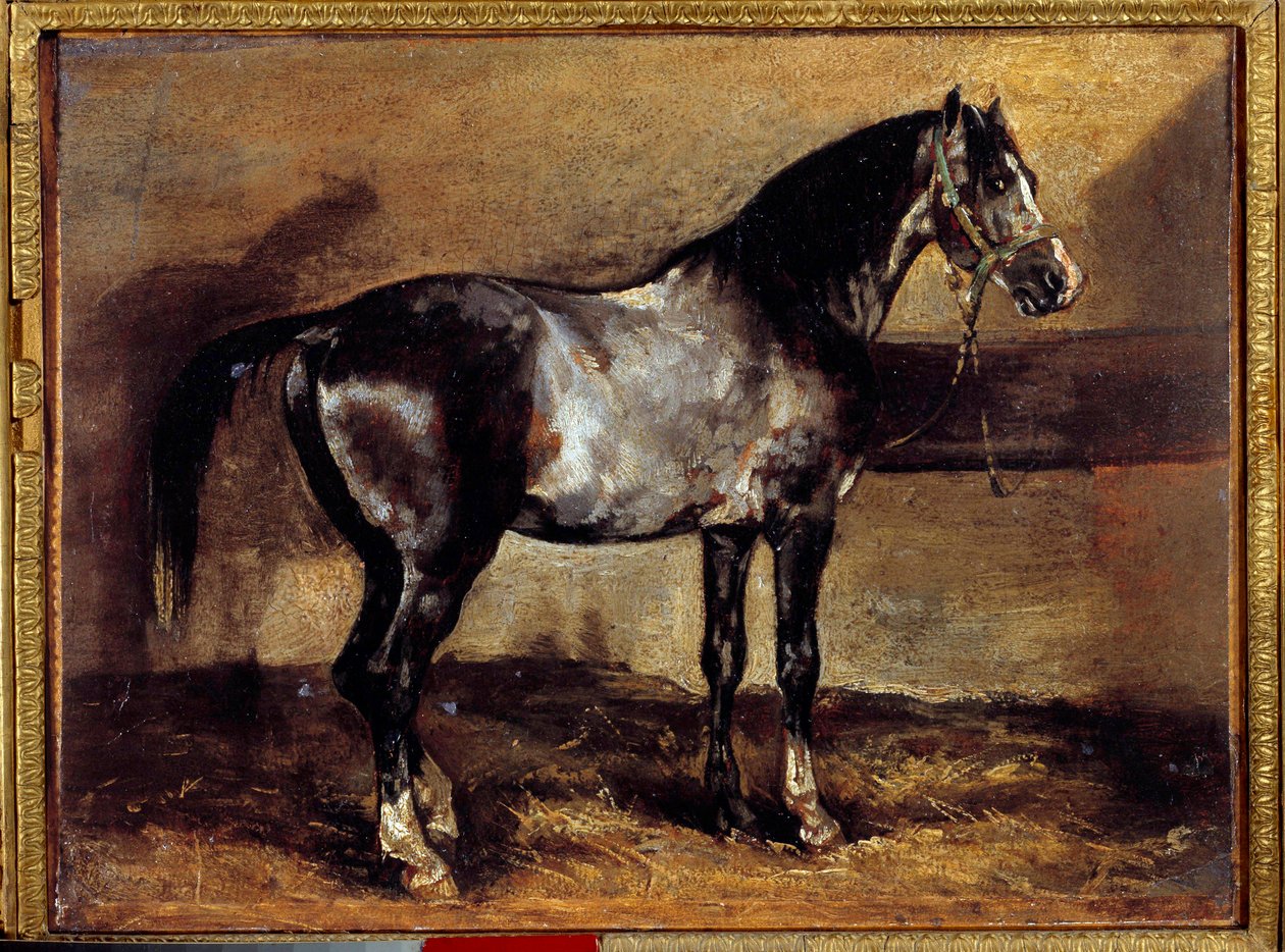 ラテリエの灰色の馬 セオドア・ジェリコー（1791-1824）の絵画 19世紀 日0,26x0,34 m 作： セオドア・ジェリコー
