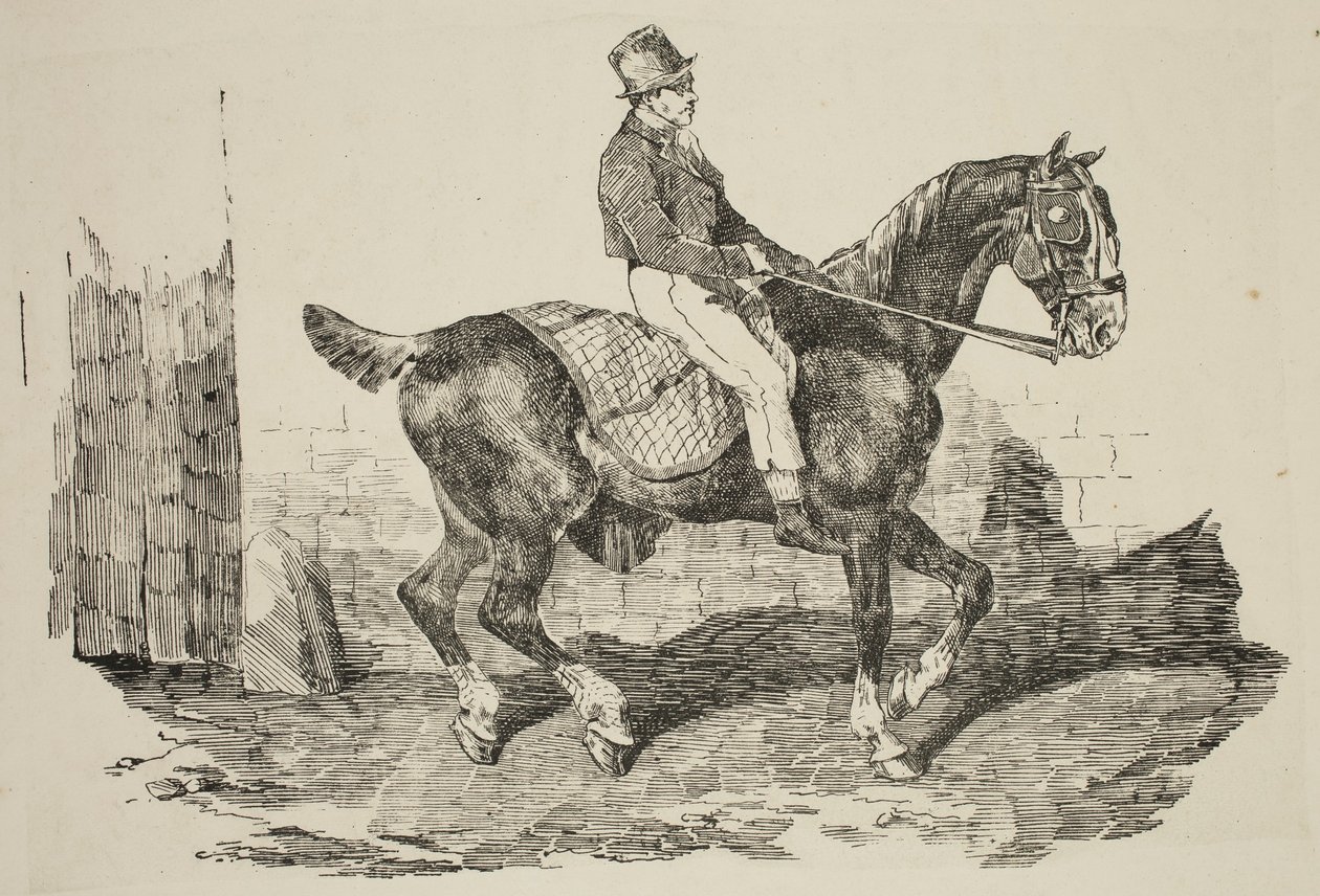 ジェリコー - パルフレニエが乗る馬車馬、1820年 作： セオドア・ジェリコー