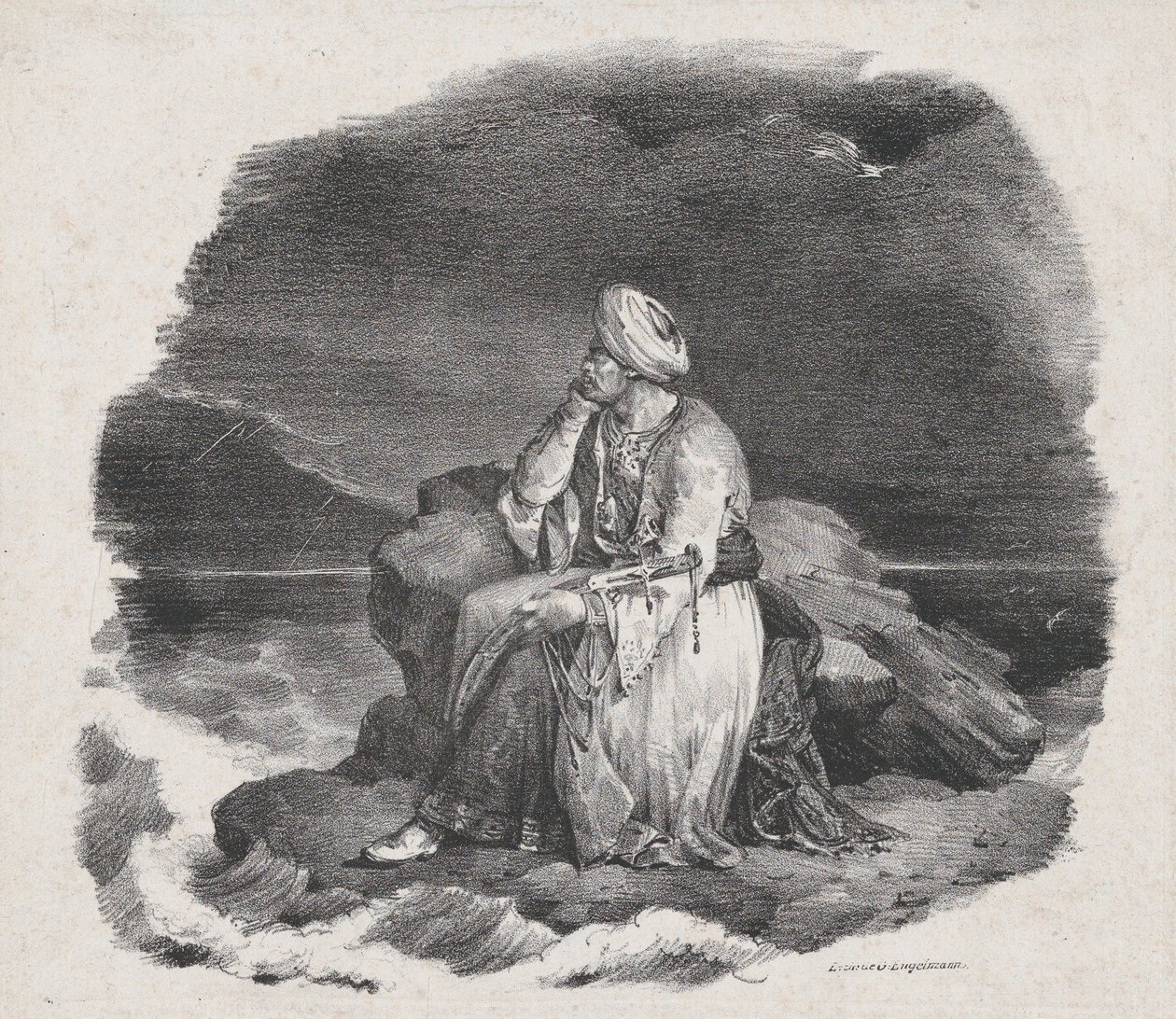 私は砕ける波の中で彼女を夢見ています, 1818. 作： セオドア・ジェリコー