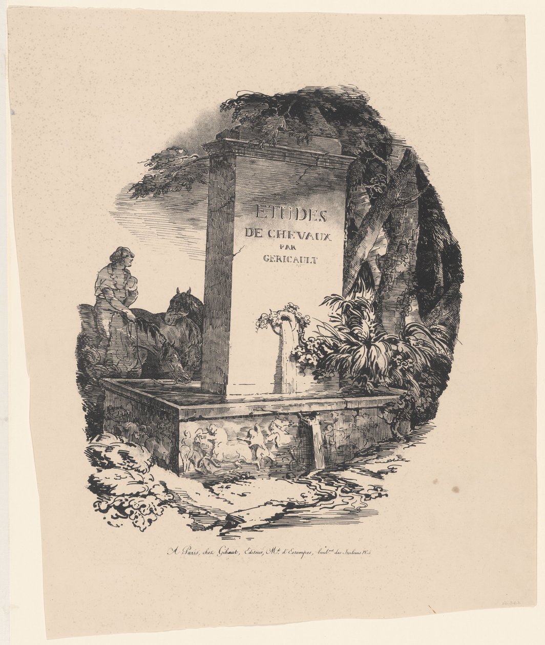 『水飲み場』――『大馬』――『馬の習作』（The Watering Trough, Title Page for Studies of Horses or The Large Horses） 作： セオドア・ジェリコー
