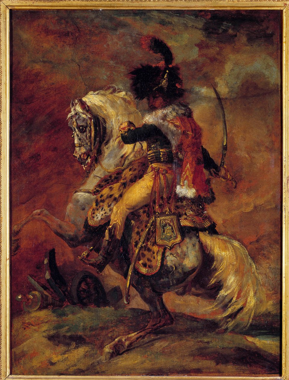 テオドール・ジェリコー、後脚で立つ赤い鞍の馬、希少画集画、高級額装付 テオドール・ジェリコー、後脚で立つ赤い鞍の馬、希少画集画