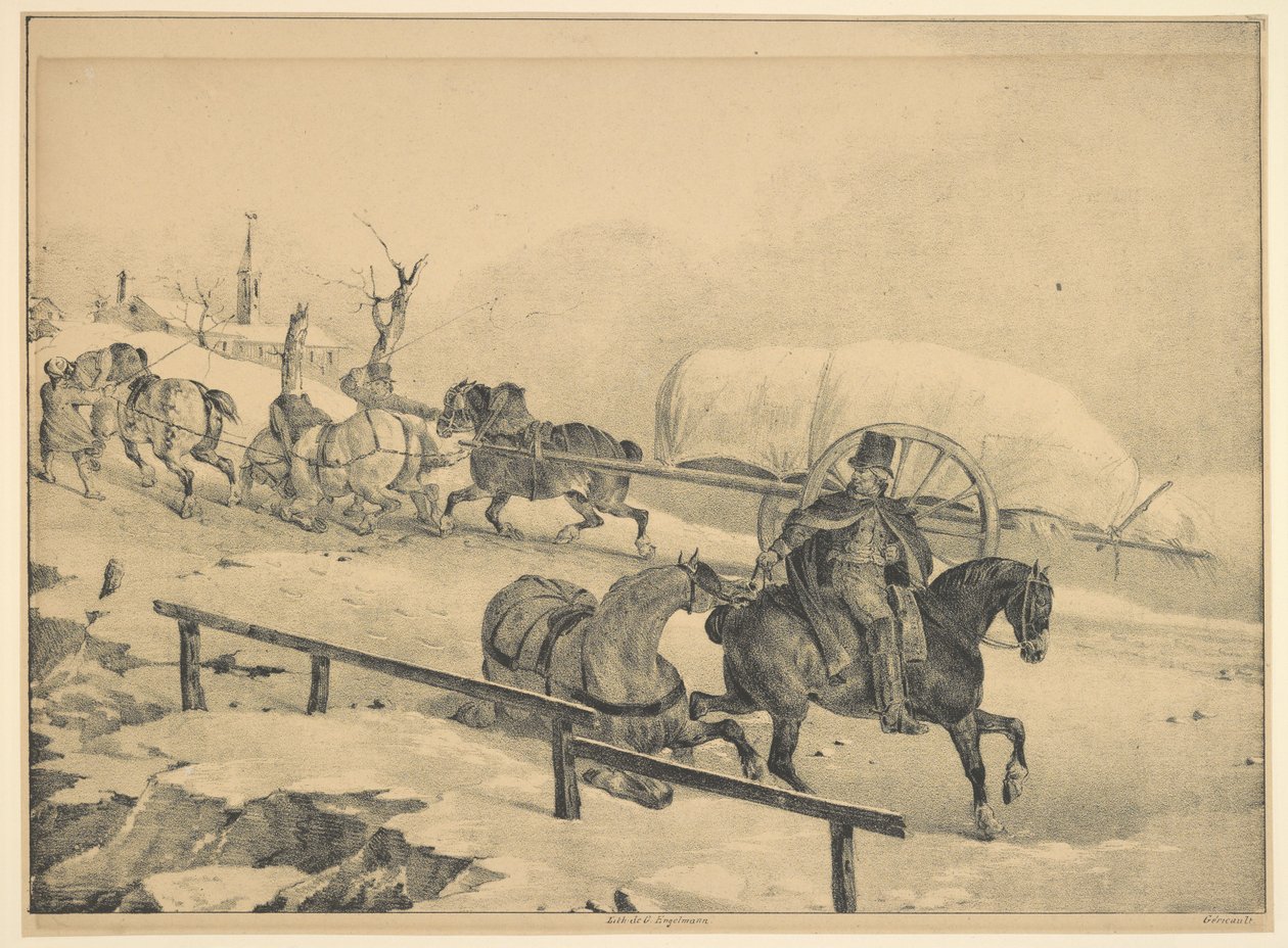 坂道を登る荷馬車引き（『A Cart Driver and a Postilion on a Hillside』） 作： セオドア・ジェリコー