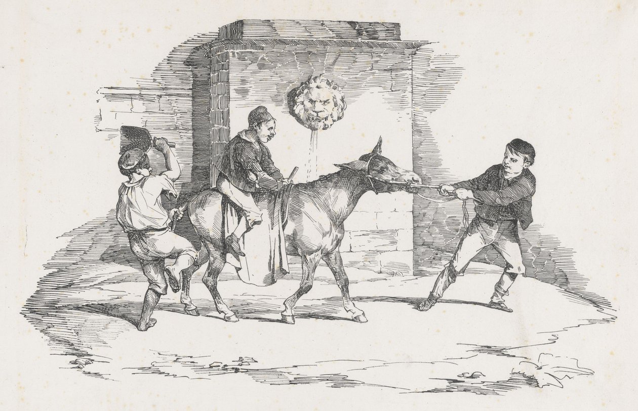 ロバと遊ぶ3人の子供たち（Three Children Playing with a Donkey） 作： セオドア・ジェリコー