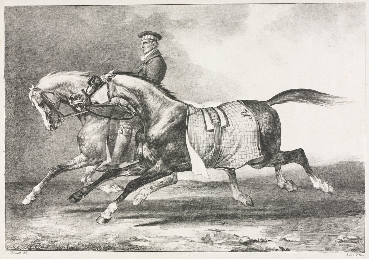 運動する 2 つのまだら馬 作： セオドア・ジェリコー